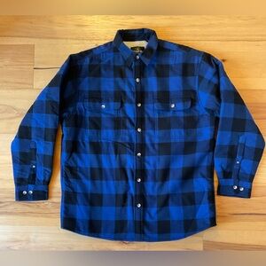 RedHead Blue and Black Plaid Flannel Fleece Lined Men's Shirt, Size Large